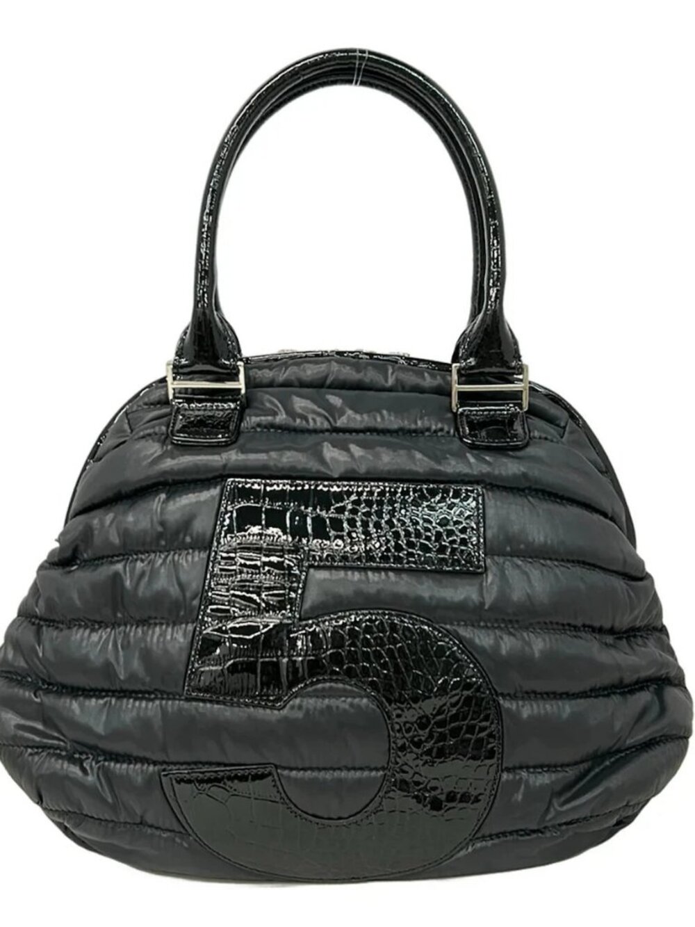 muta Black Nylon Patent Leather Handbag - Picture 1 of 11